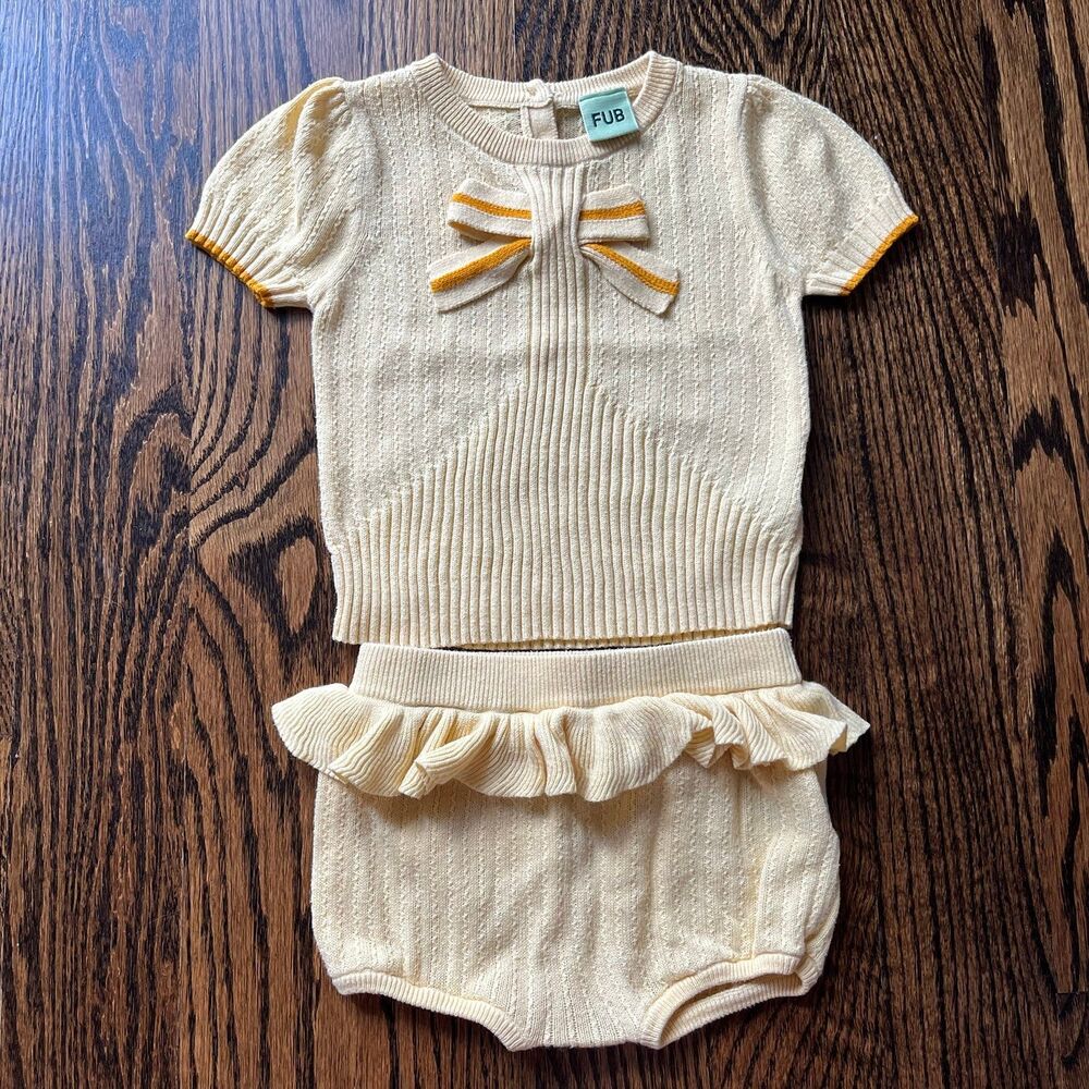 FUB Organic Cotton Bow Tee Set (9M)